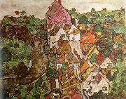 Egon Schiele Landscape at Krumau Spain oil painting artist